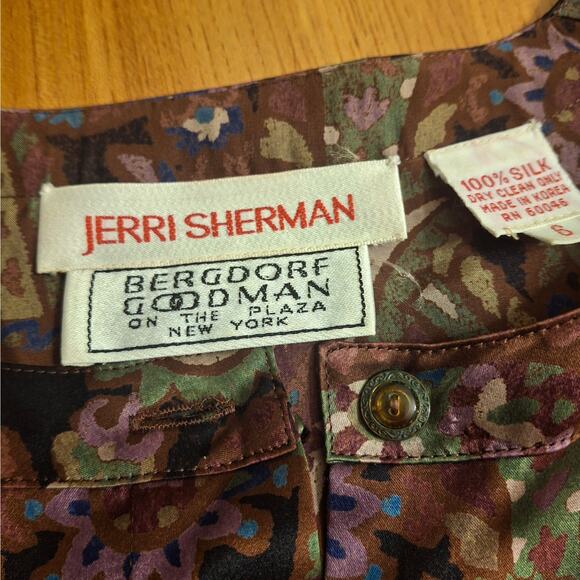 Vintage Jerri Sherman 100% Silk button up top - Picture 3 of 6